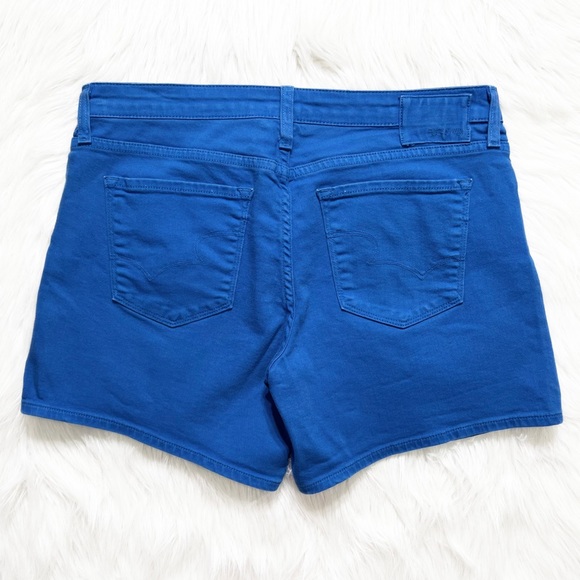 Big Star Cobalt Blue Colored Denim Logo Mid Rise 5” Jean Shorts - Picture 3 of 8